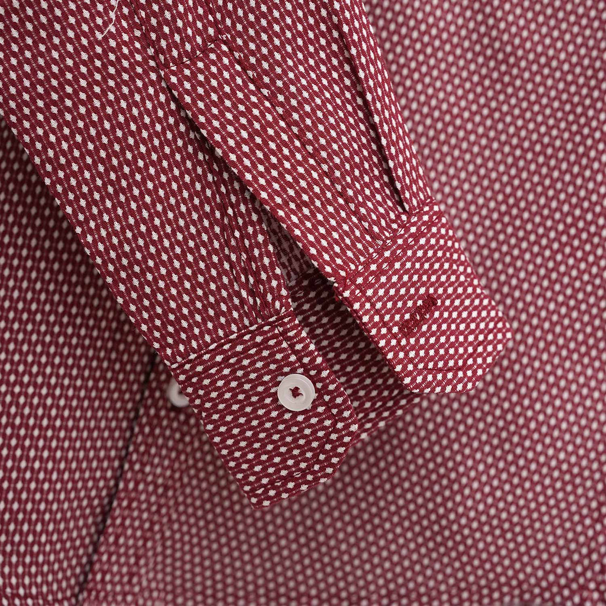 Rustic Red Full Sleeves Dotted Casual Shirt For Boys