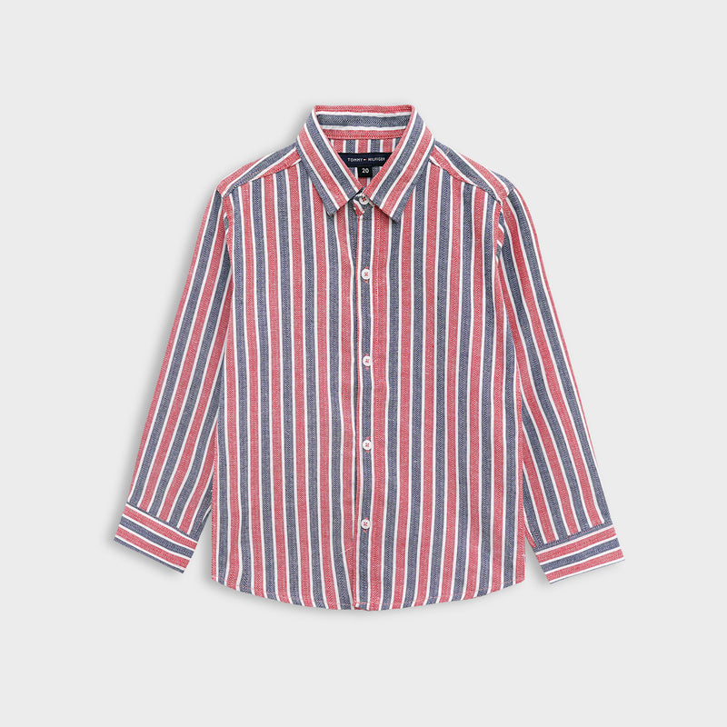 Exclusive Boy's Multicolor Lining Casual Shirt - Red