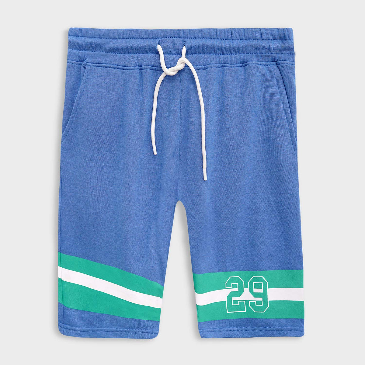 Printed Blue Two Quarter Shorts For Men's