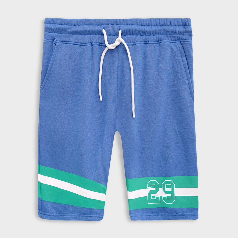 Printed Blue Two Quarter Shorts For Men's