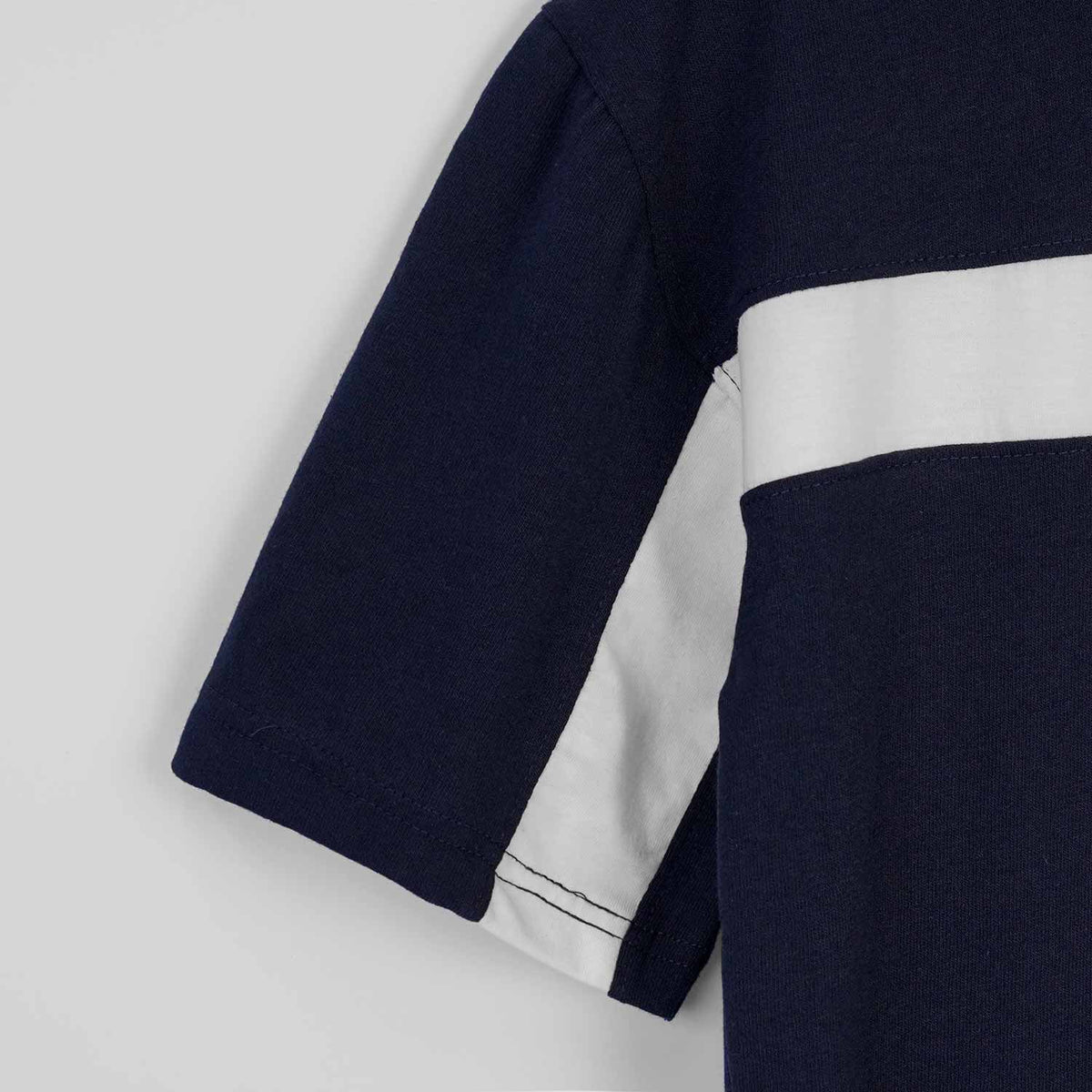 Oversize White Body Panel Fashion Tee Shirt - Navy
