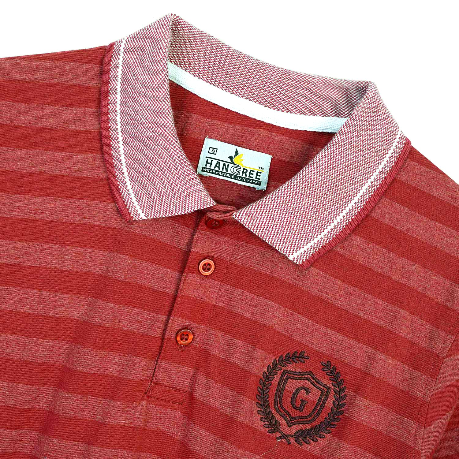 HG Signature Emb Stripper Contrast Collar Polo Shirt - Red