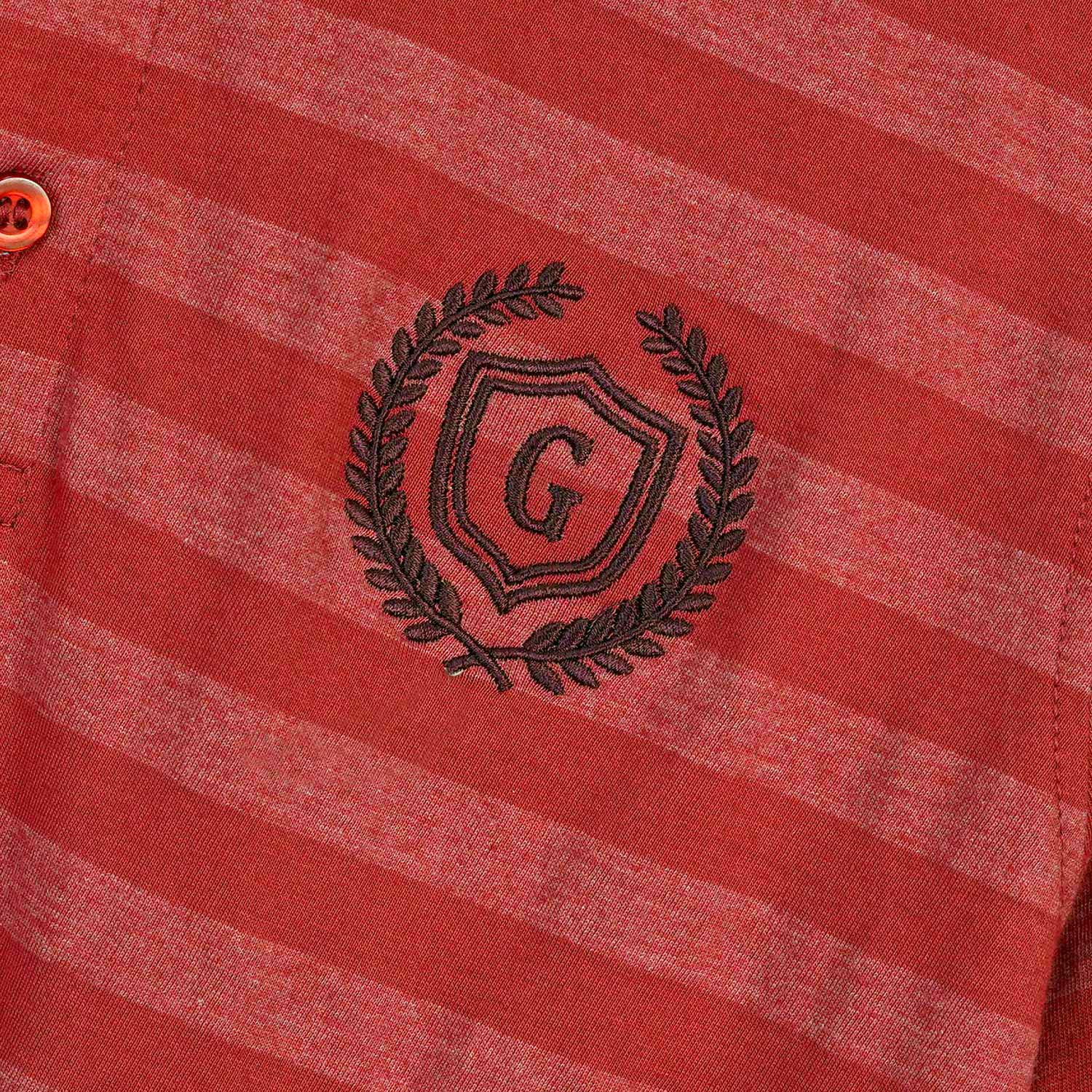 HG Signature Emb Stripper Contrast Collar Polo Shirt - Red