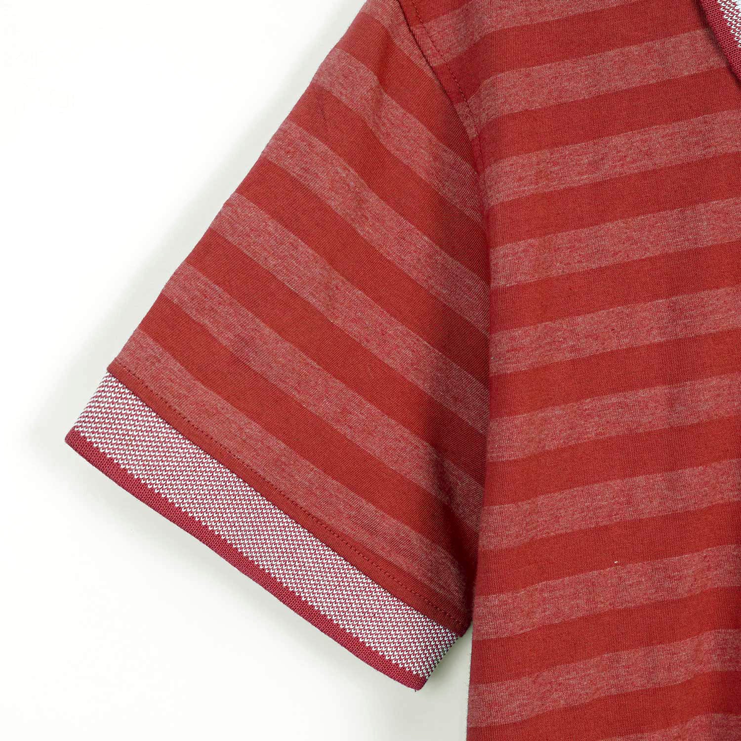 HG Signature Emb Stripper Contrast Collar Polo Shirt - Red