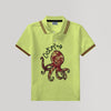 Boy's Octopus Printed Tipping Collar Polo Shirt