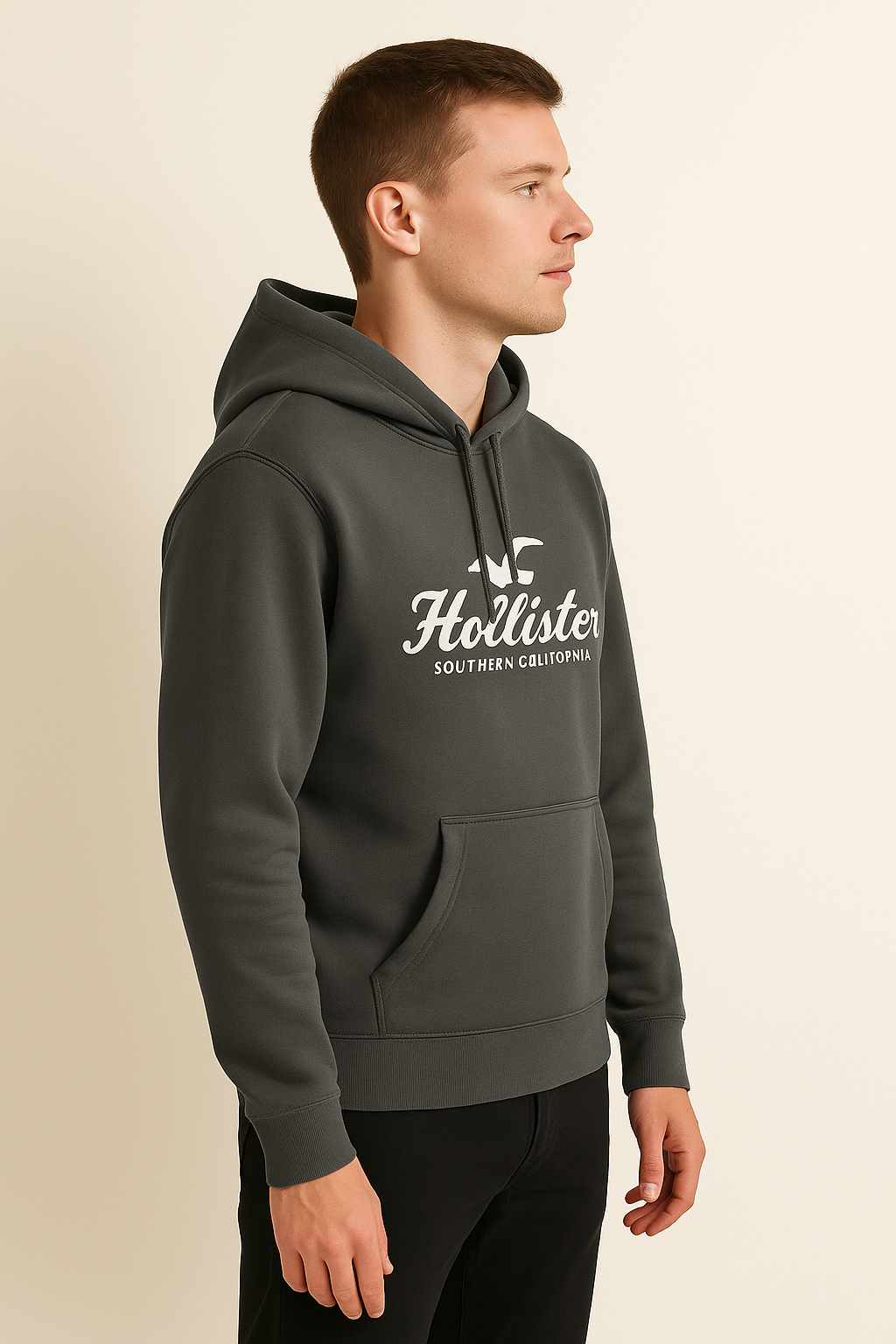 SIGNATURE PRINTED PULL OVER FLEECE HOODIE - GunMetal Gray