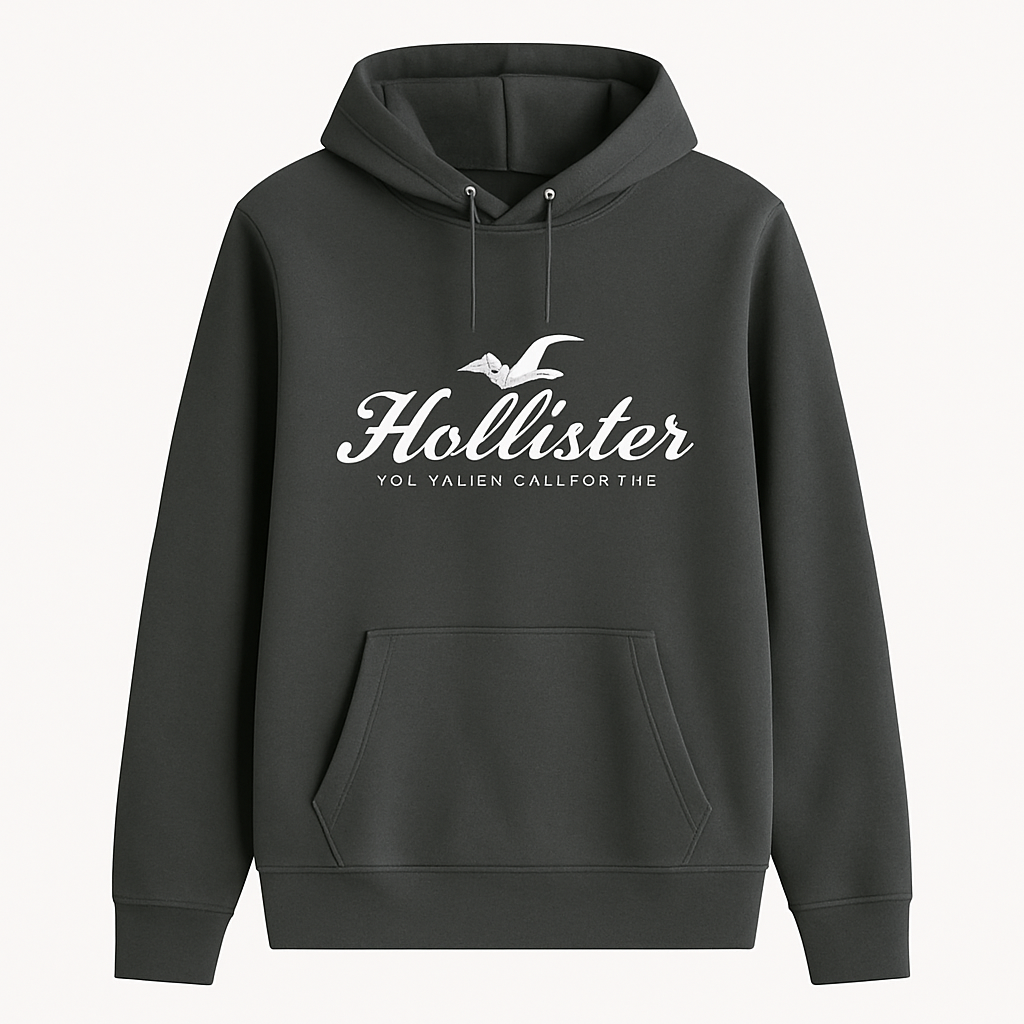 SIGNATURE PRINTED PULL OVER FLEECE HOODIE - GunMetal Gray