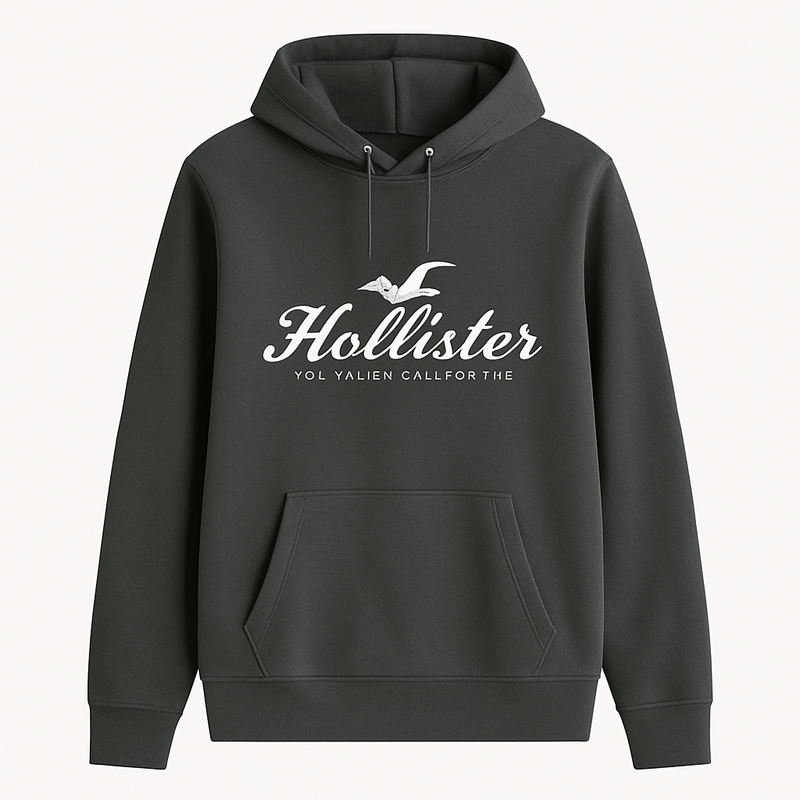 SIGNATURE PRINTED PULL OVER FLEECE HOODIE - GunMetal Gray