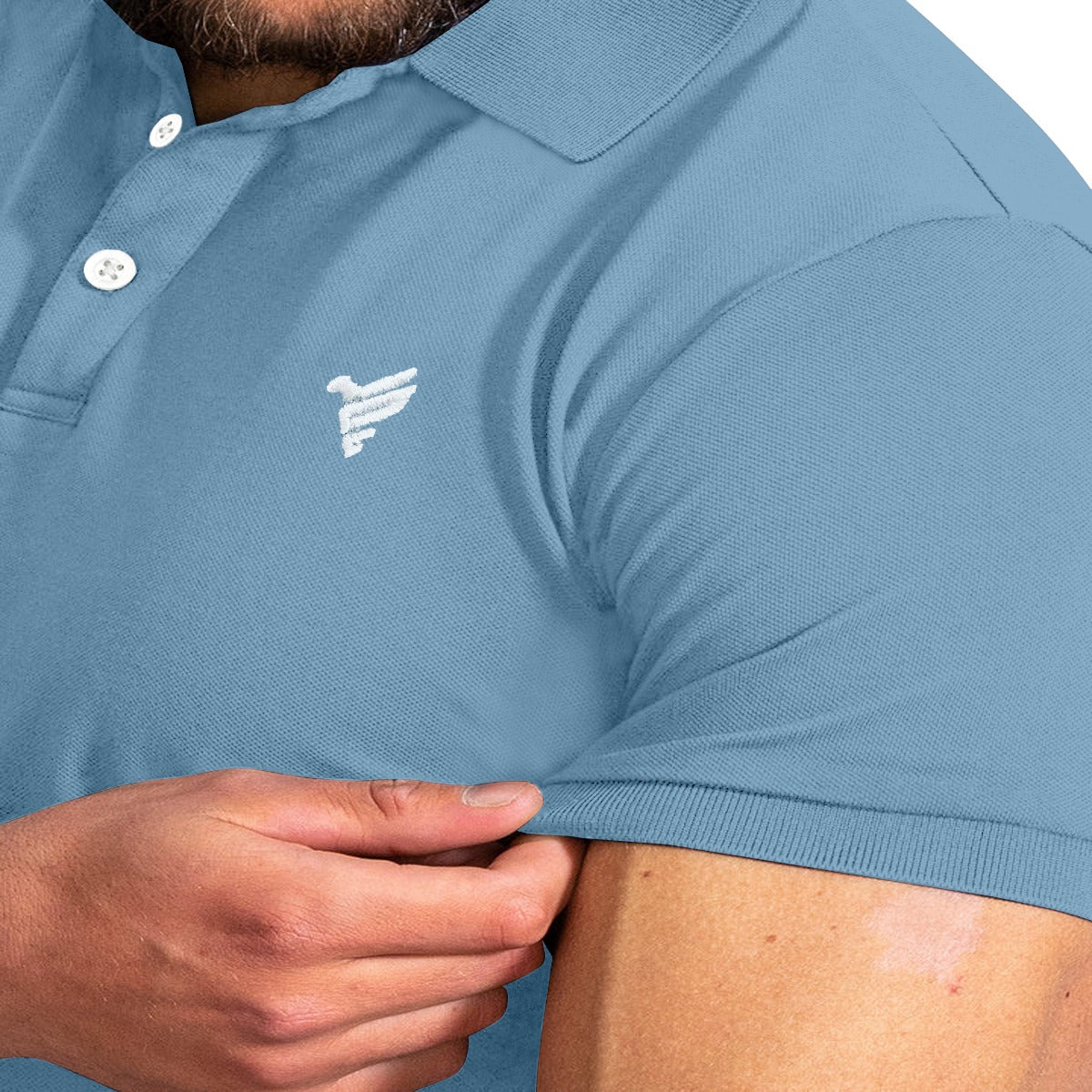 Metallic Blue Plain Polo For Men's