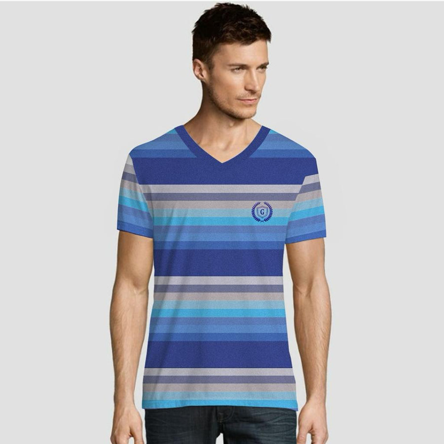V-Neck Multicolor Strapped T-Shirt For Men's