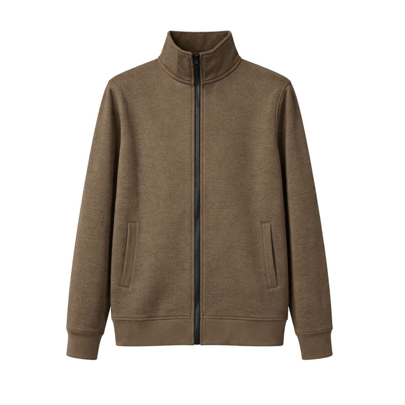HG Men's Mockneck Fleece Zipper Jacket - Brown