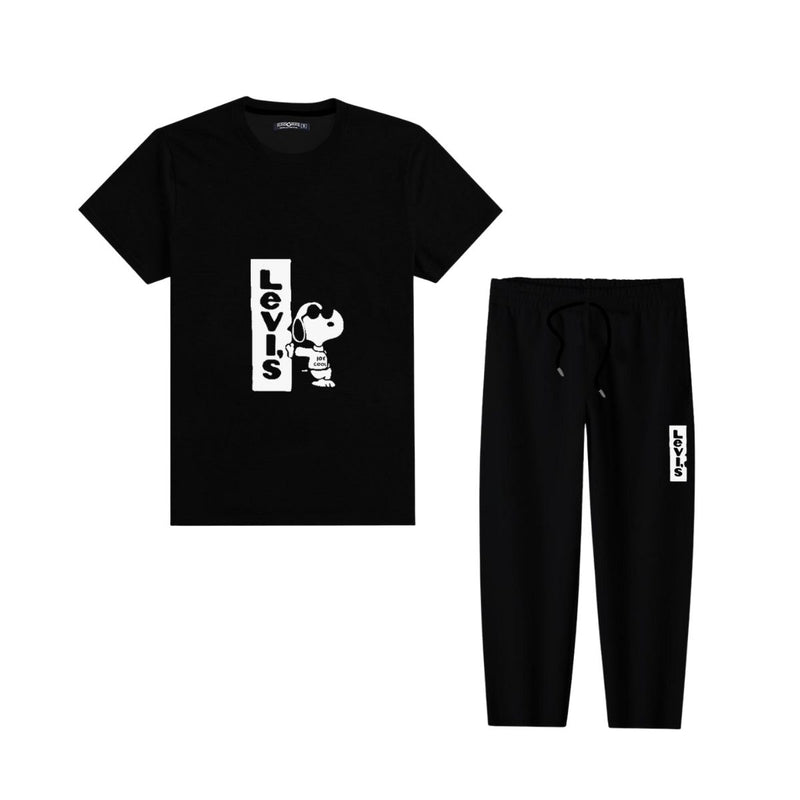 Boy's Printed Summers Track Suit - Black