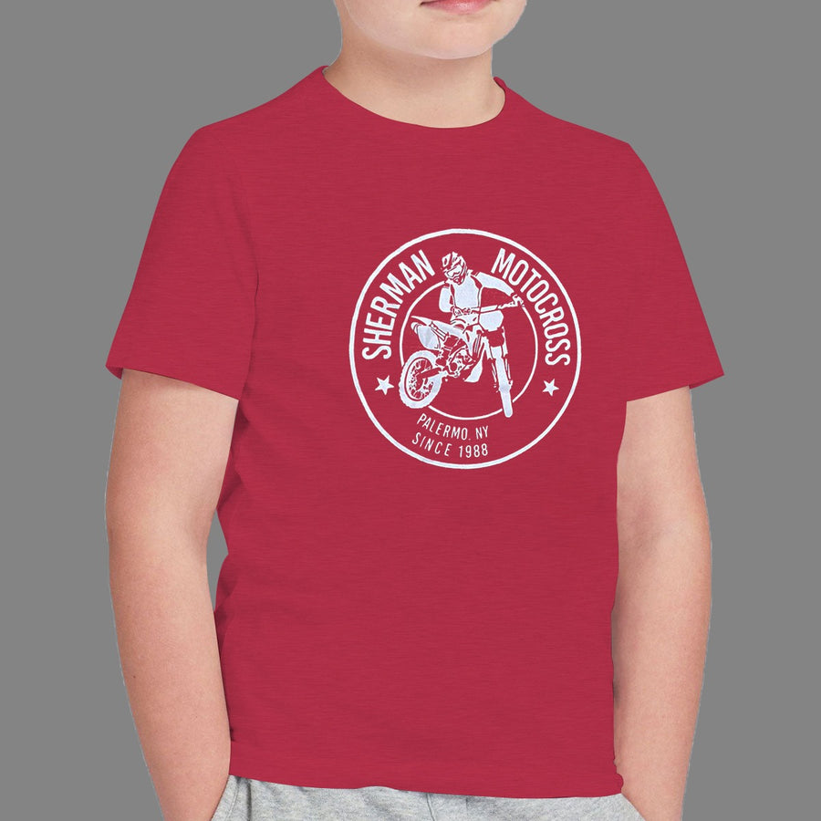 Boy's Exclusive Red Motor Bike Printed Tee Shirt