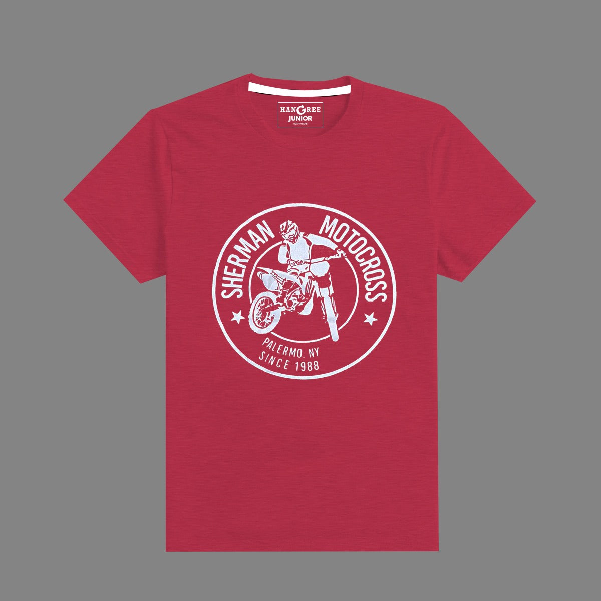 Boy's Exclusive Red Motor Bike Printed Tee Shirt