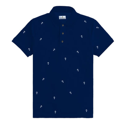HG Executive Printed Navy Polo Shirt
