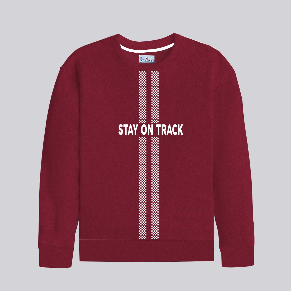 "Stay On Track" Graphic Printed Sweat Shirt - Maroon