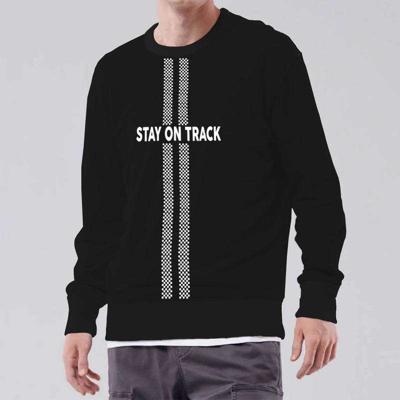HG "STAY ON TRACK" Printed Premium Sweat Shirt - Black