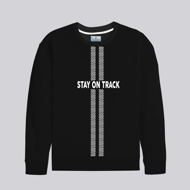 HG "STAY ON TRACK" Printed Premium Sweat Shirt - Black