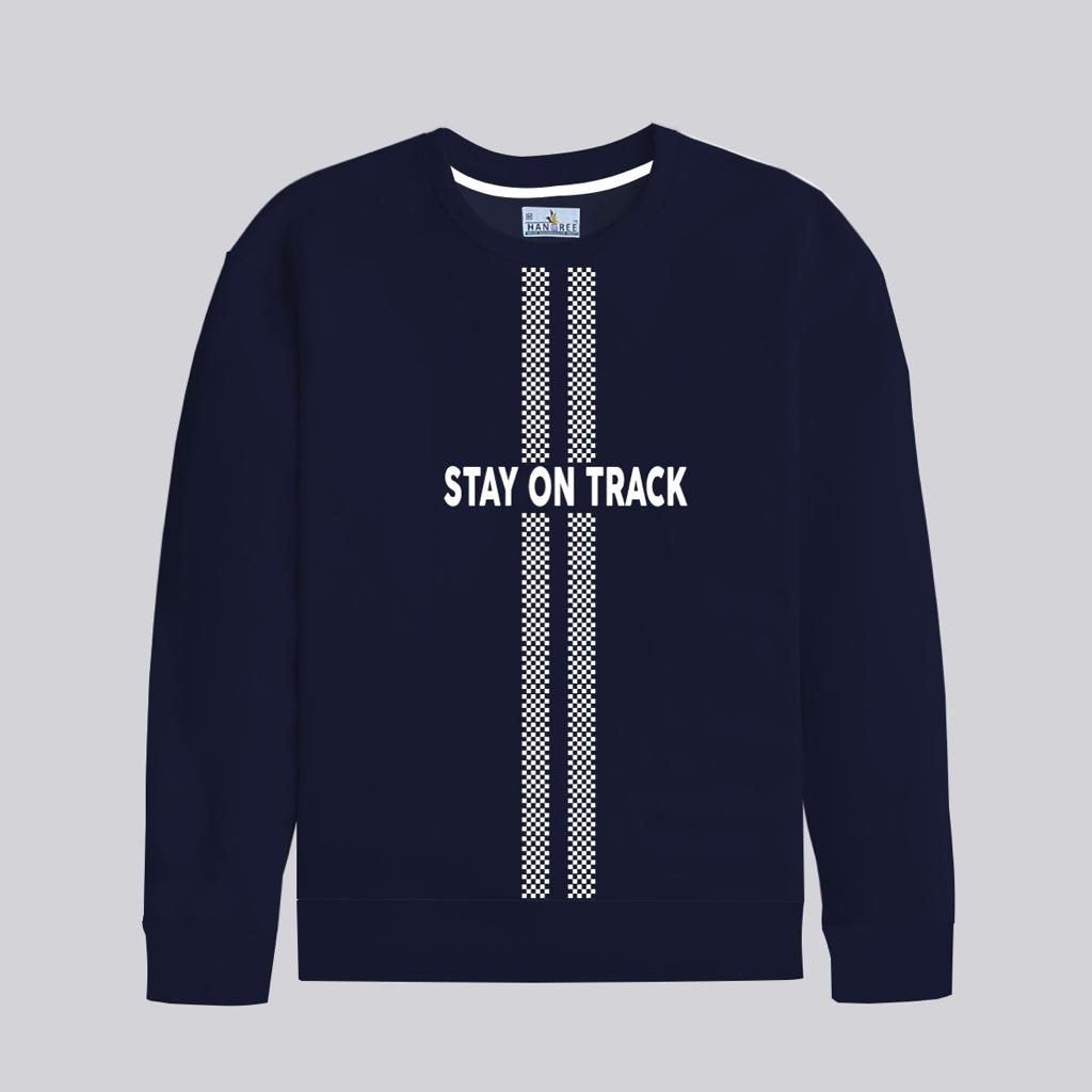 HG "STAY ON TRACK" Printed Premium Sweat Shirt - Navy