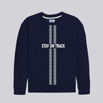 HG "STAY ON TRACK" Printed Premium Sweat Shirt - Navy