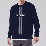 HG "STAY ON TRACK" Printed Premium Sweat Shirt - Navy