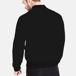 Hangree Solid Fleece Bomber Zipper Jacket - Black