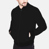 Hangree Solid Fleece Bomber Zipper Jacket - Black
