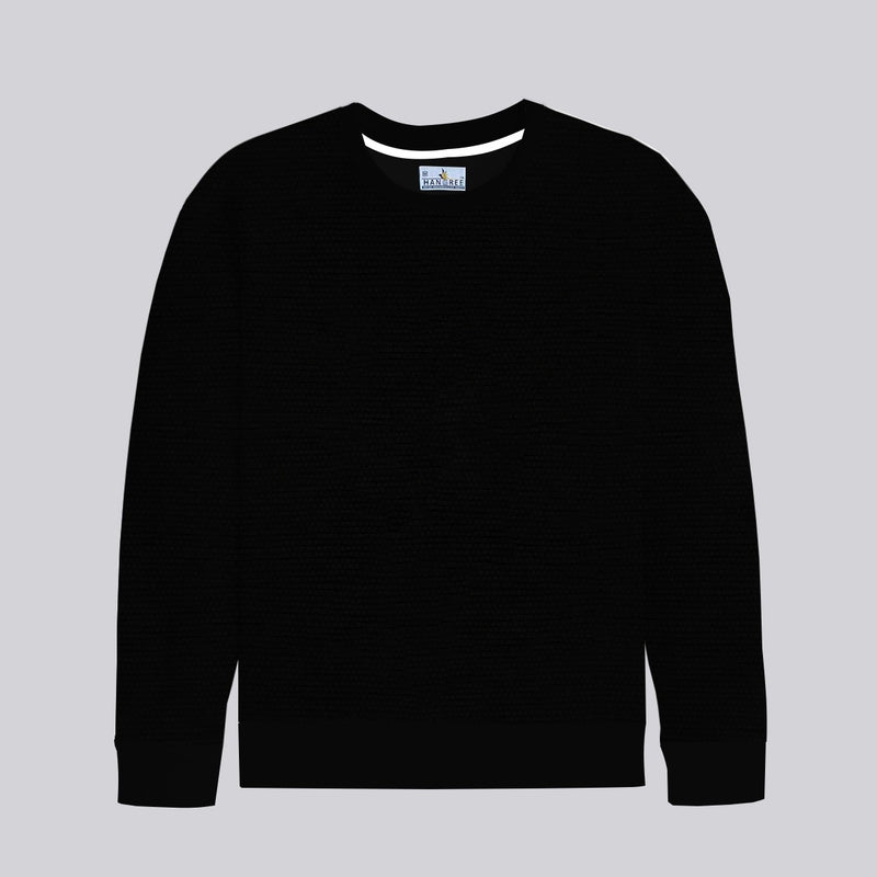Premium Self Textured Fleece Sweat Shirt - Black