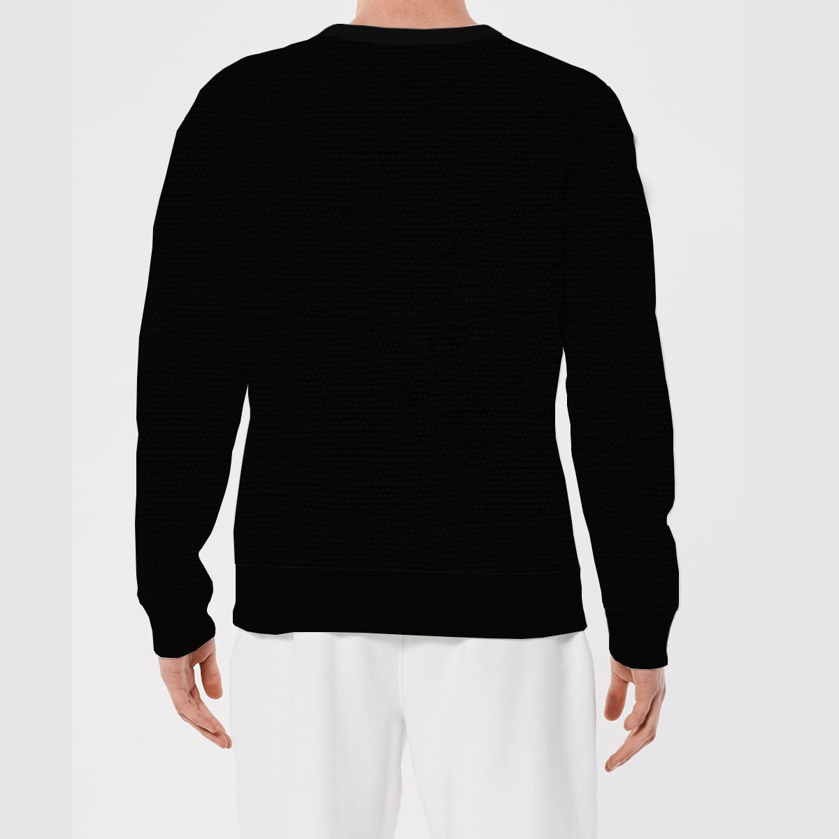 Premium Self Textured Fleece Sweat Shirt - Black