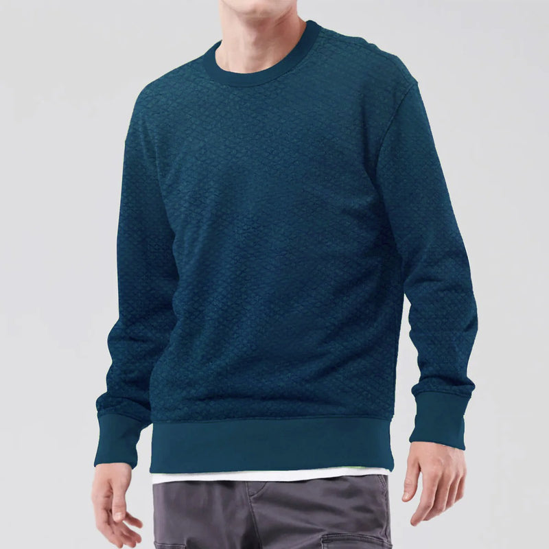 Premium Self Textured Fleece Sweat Shirt - Navy