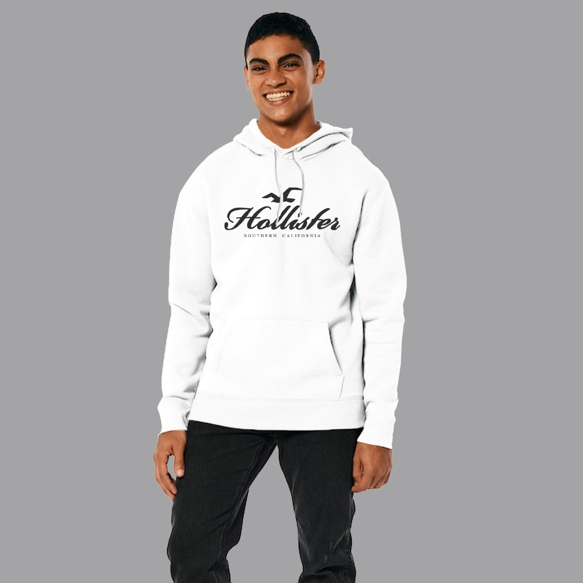 Signature Printed Pull Over Fleece Hoodie - Off White