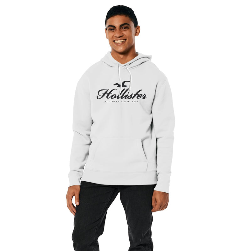 Signature Printed Terry Pull Over  Hoodie - White