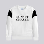HG "SUNSET CHASER" Printed Contrast Fashion Sweat Shirt - White