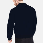 Mens Navy Fleece Zipper Jacket With Badge