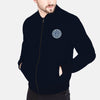 Mens Navy Fleece Zipper Jacket With Badge