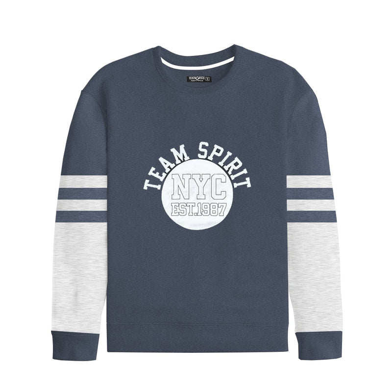 Grey Printed Fleece Fashion Sweat Shirt For Men