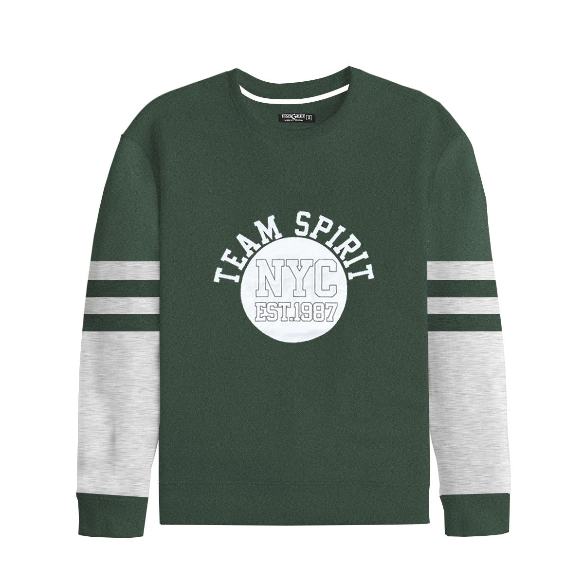 Green Printed Fleece Fashion Sweat Shirt For Men