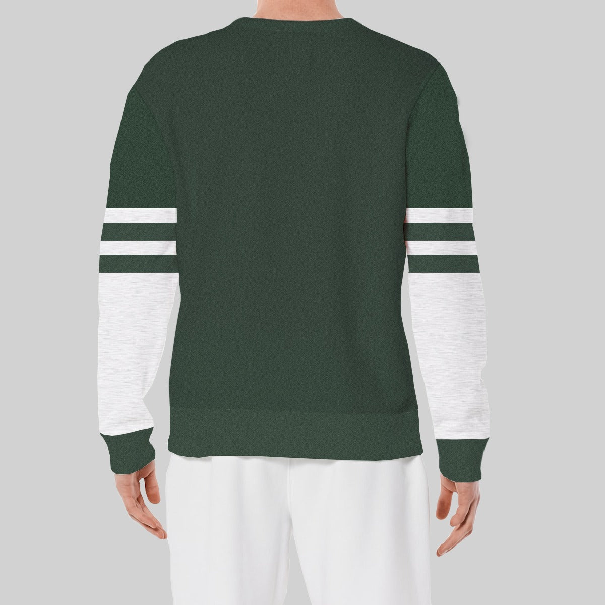 Green Printed Fleece Fashion Sweat Shirt For Men
