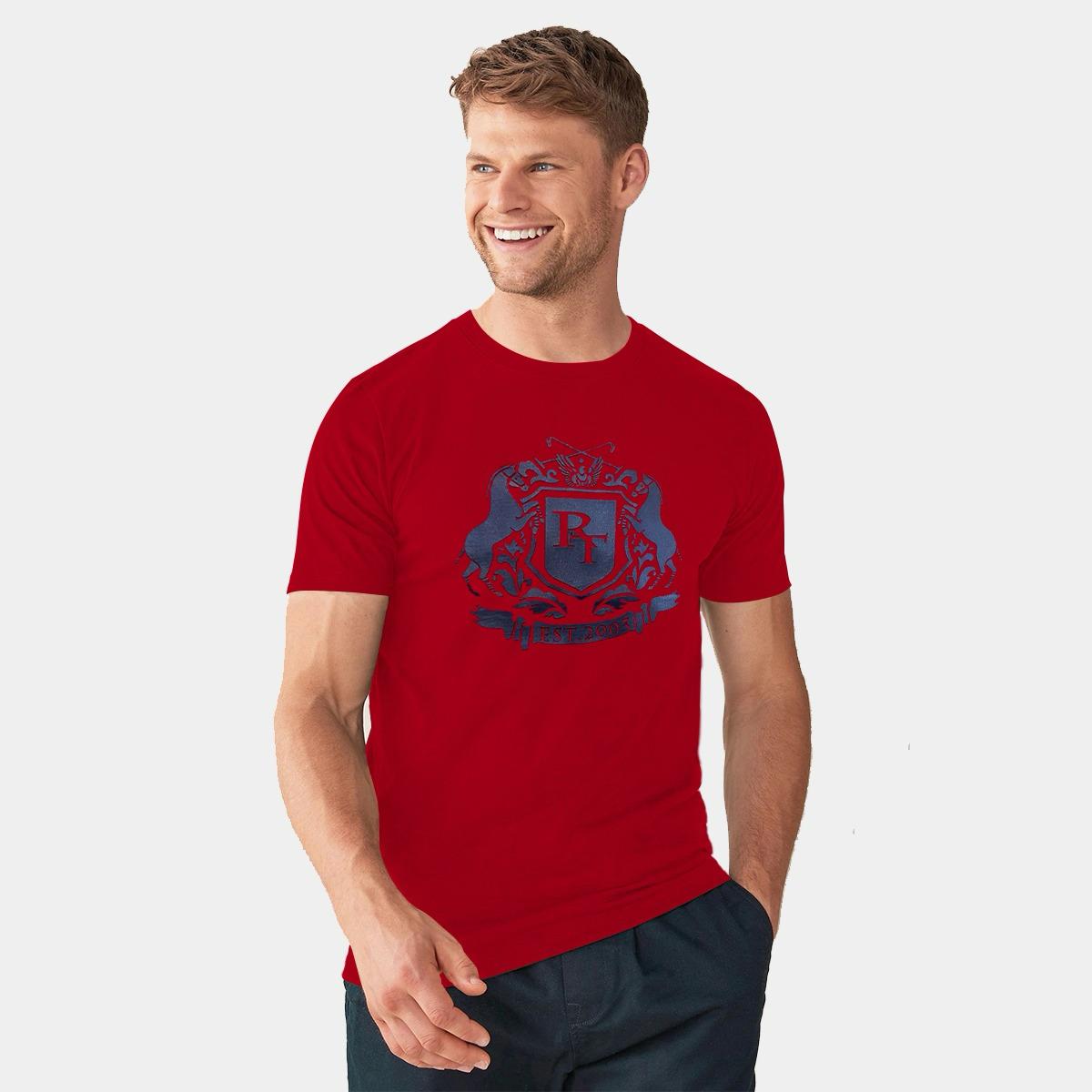 Branded Round Neck Fashion Tee Shirt - Red