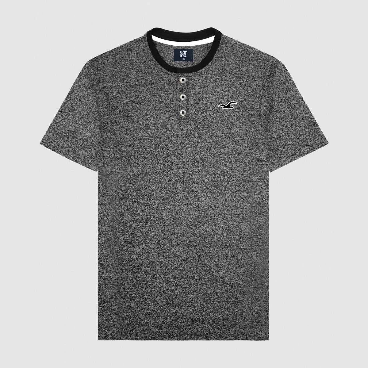 Mélange Black Henley Tee Shirt