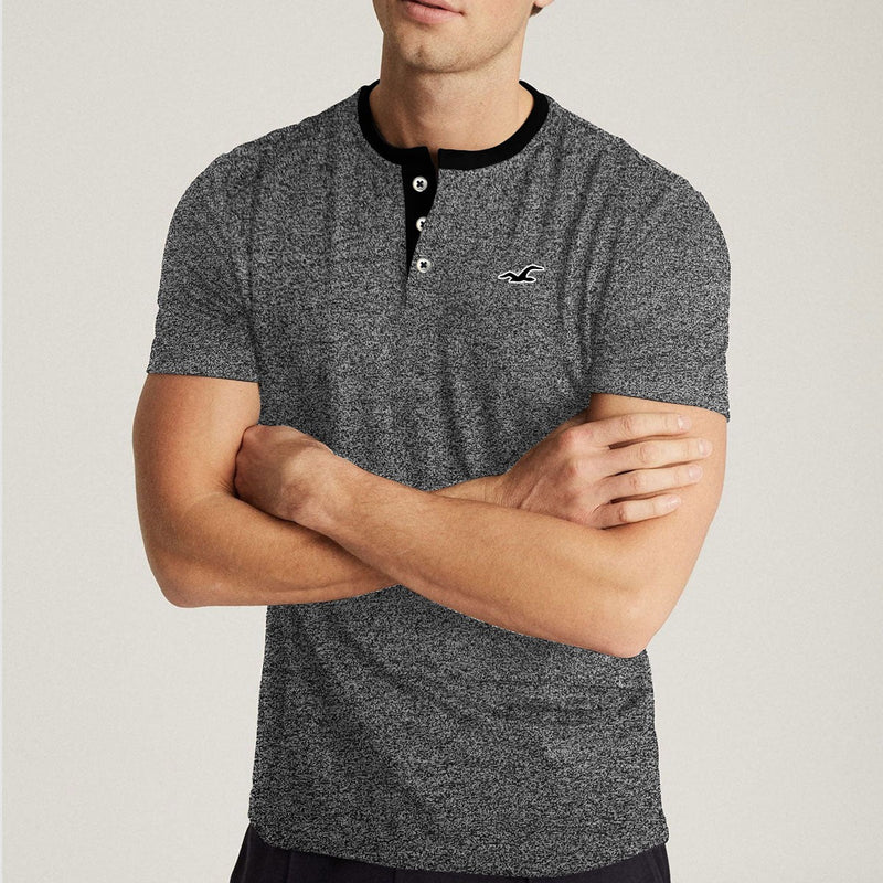 Mélange Black Henley Tee Shirt