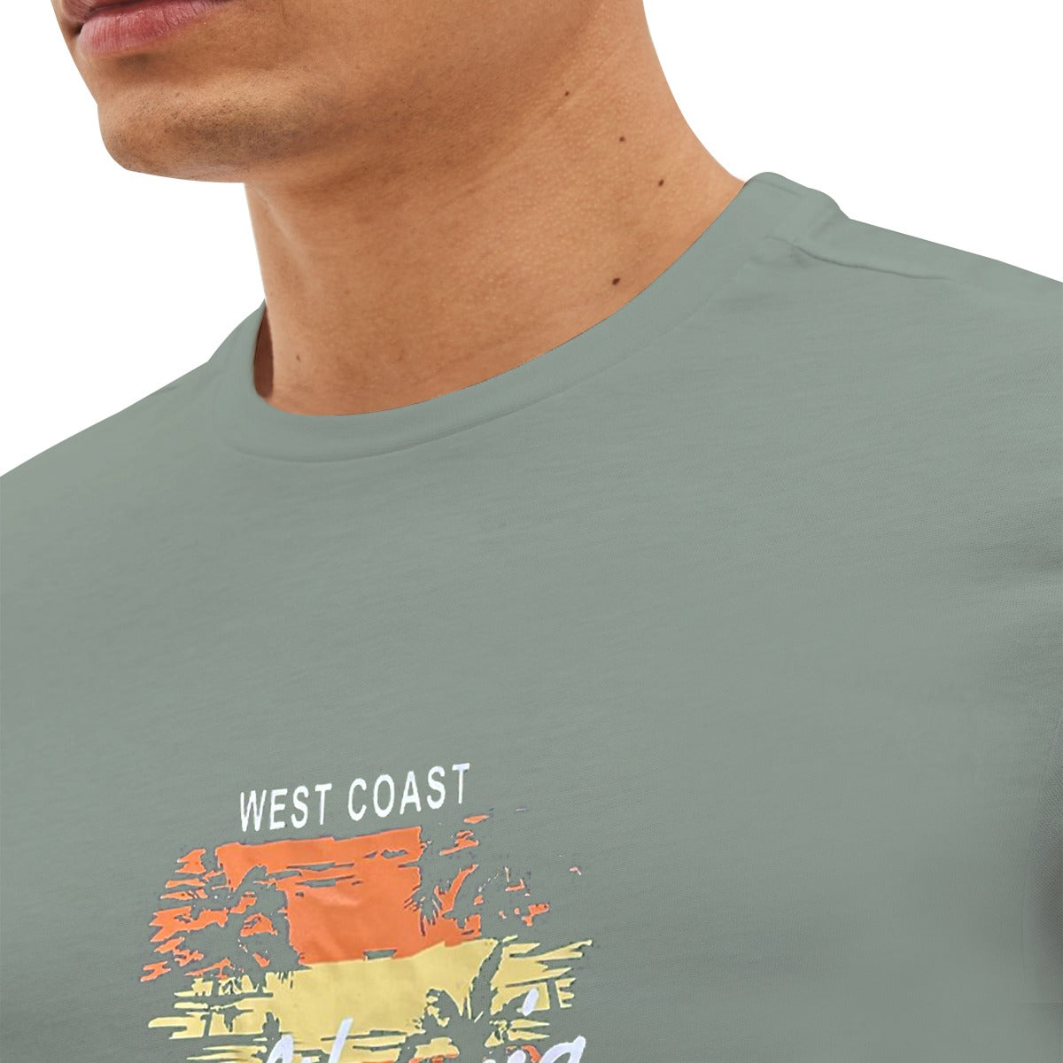 O NECK "CALIFORNIA" PRINTED PANEL TEE