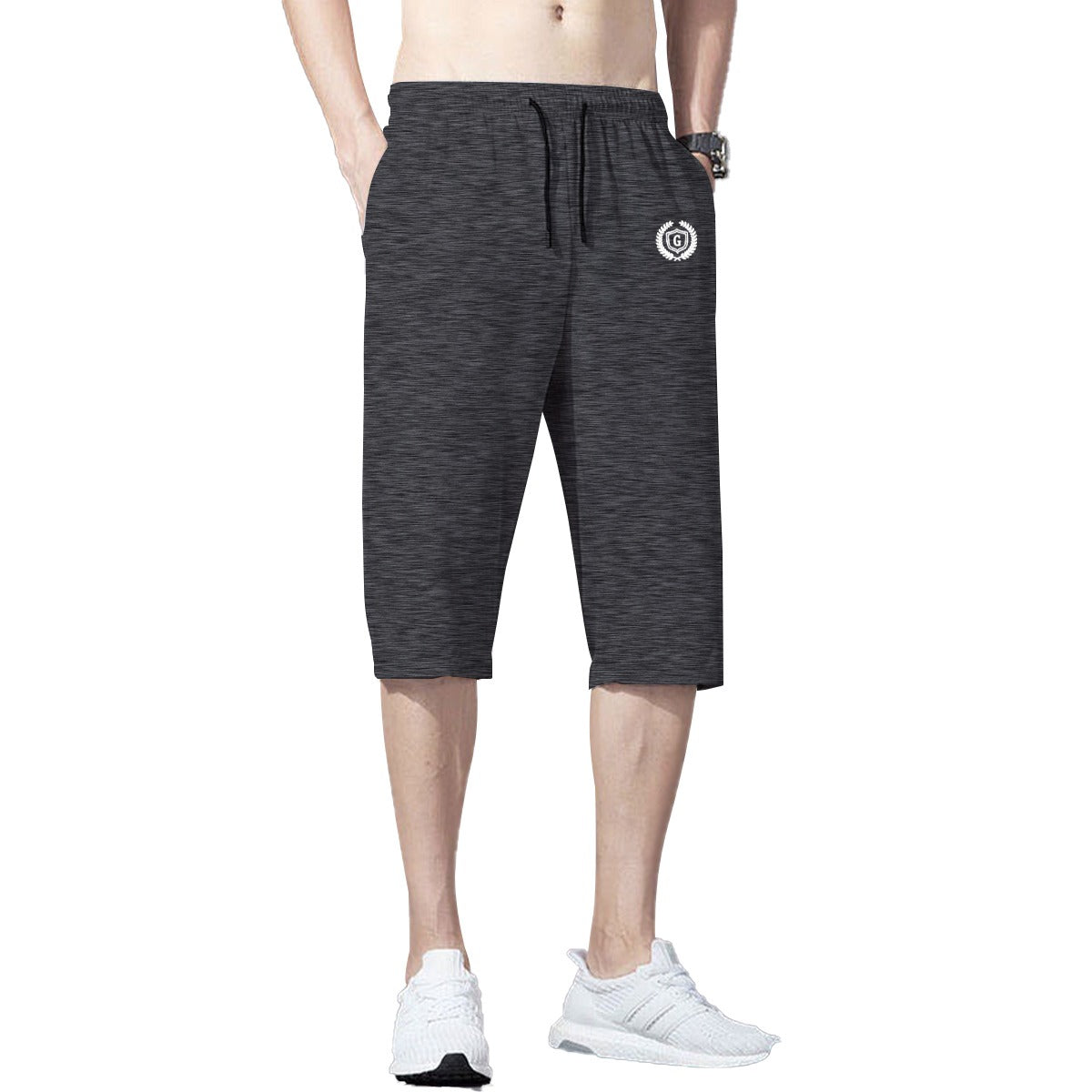 HG Signature Emb Three Quarter Summer Shorts - Charcoal Gray