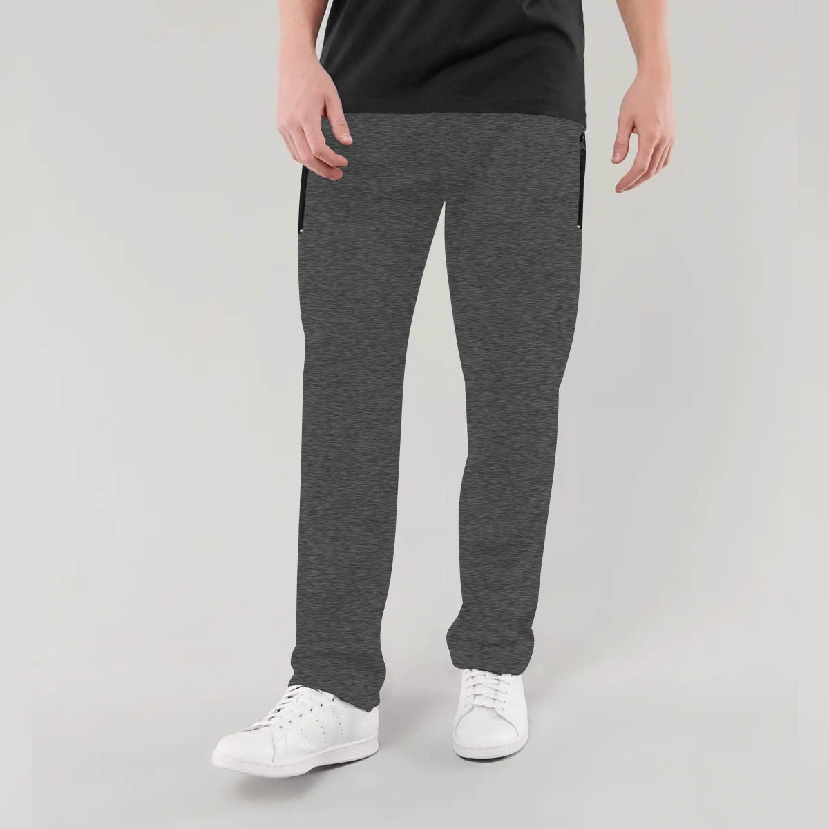 CHARCOAL ZIPPED POCKETS SOFT COTTON TROUSER