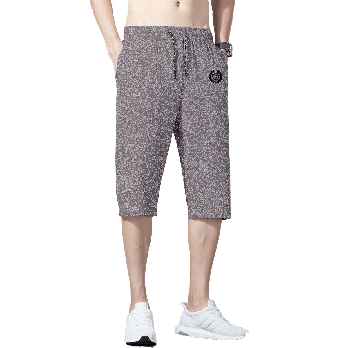 HG Signature Emb Three Quarter Shorts | Textured Pattern | Purple Brown