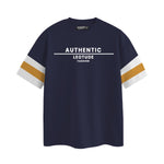 Oversize Down Shoulder Tee Shirt - Navy