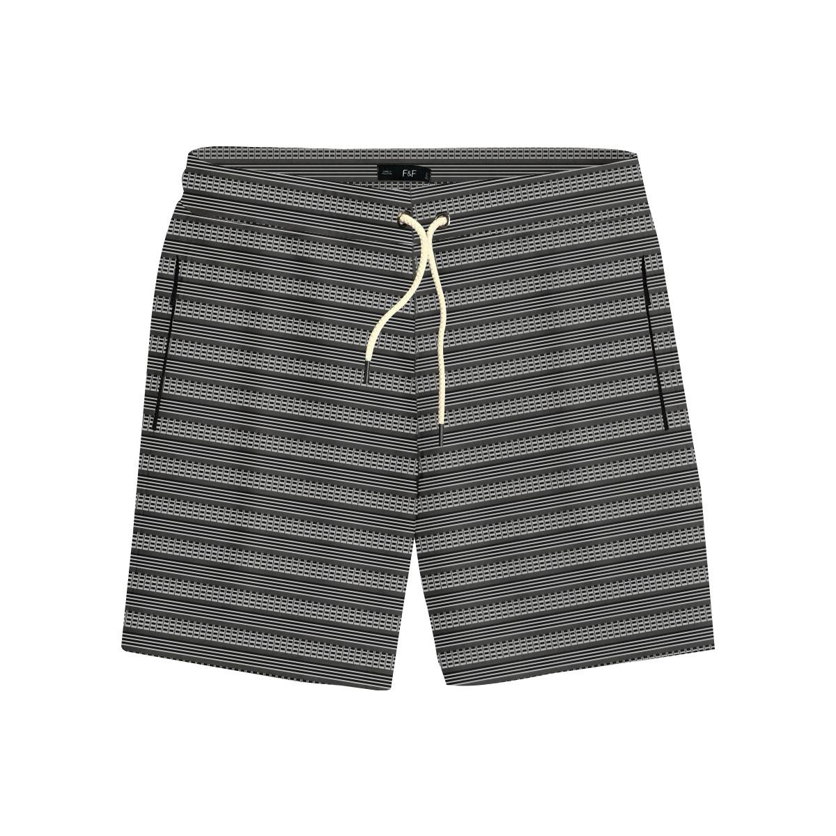 Branded Self Pattern Zipped Pocket Brown Two Quarter Shorts