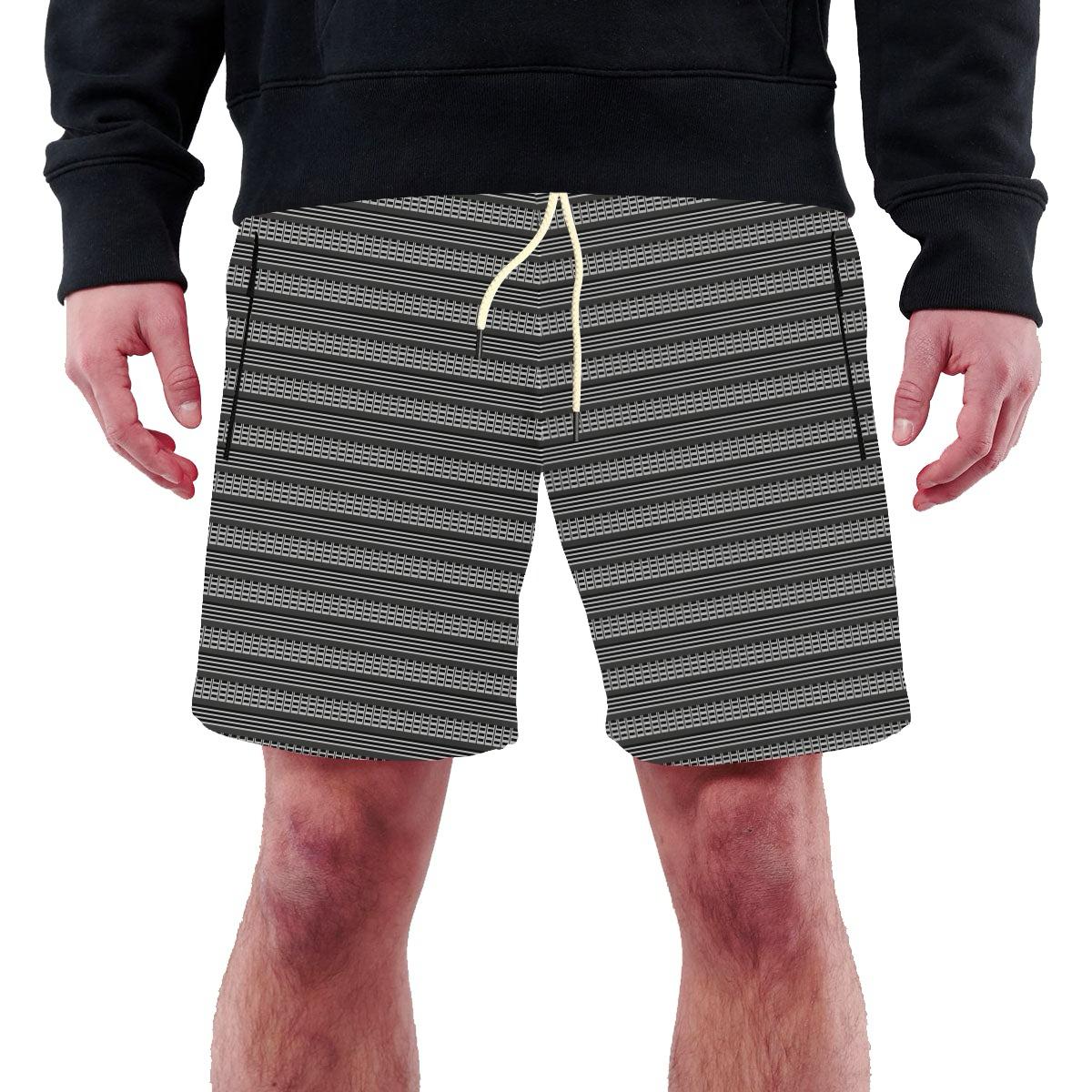 Branded Self Pattern Zipped Pocket Brown Two Quarter Shorts