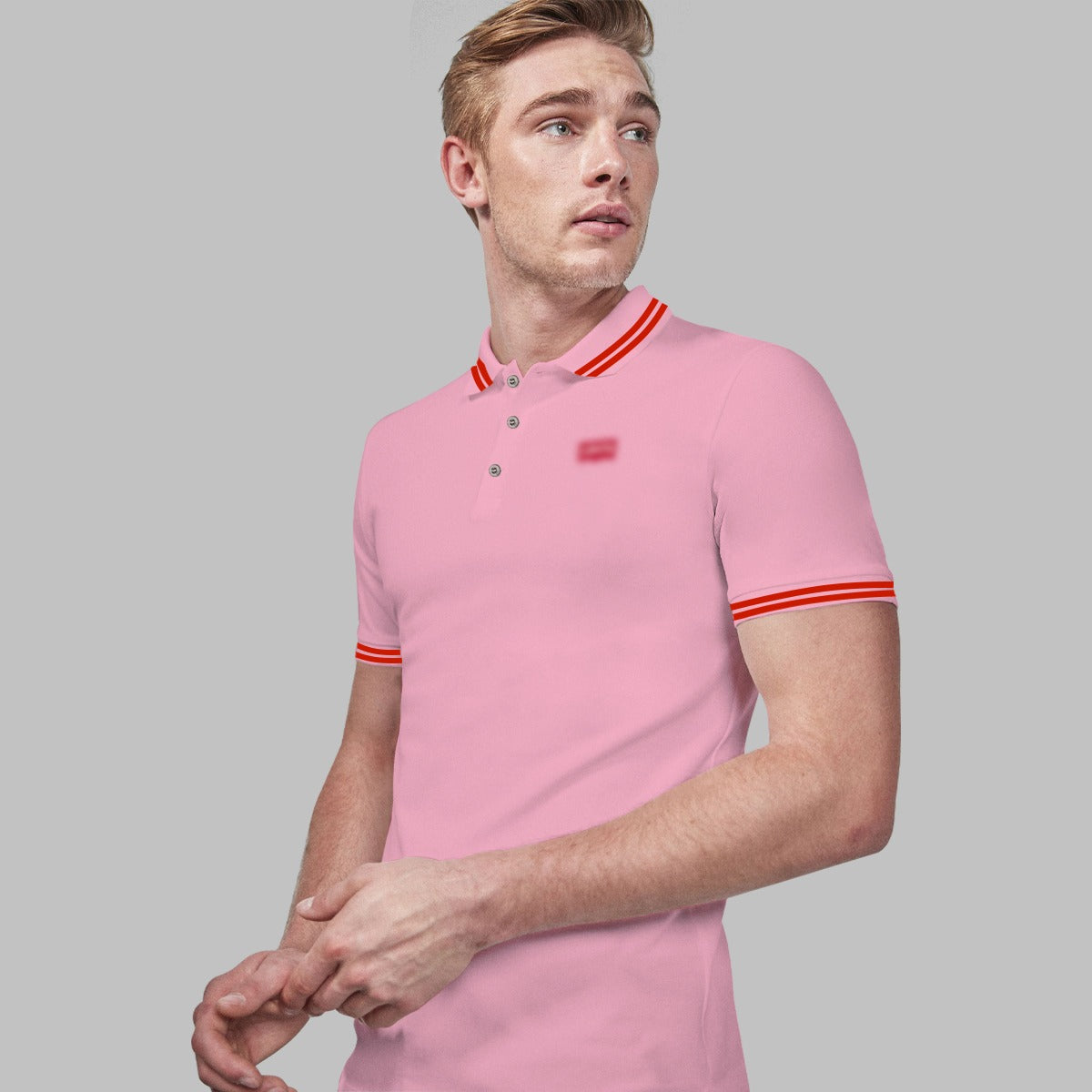 Branded Mens Solid Polo Shirt | Baby Pink