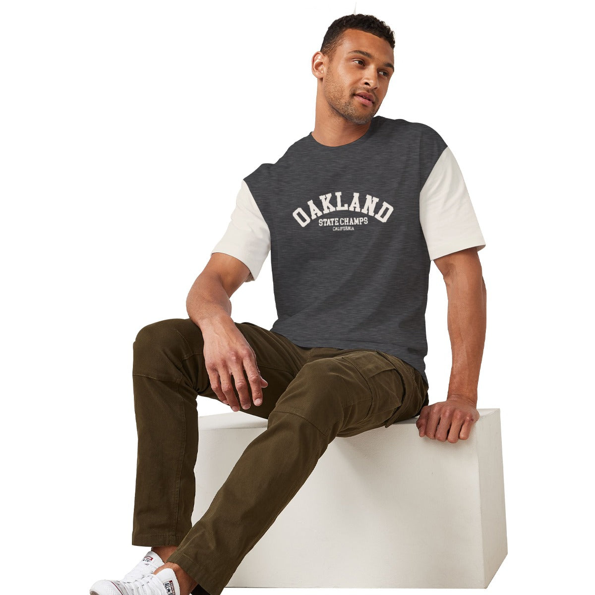 OVERSIZE DOWN SHOULDER TEE SHIRT - CHARCOAL